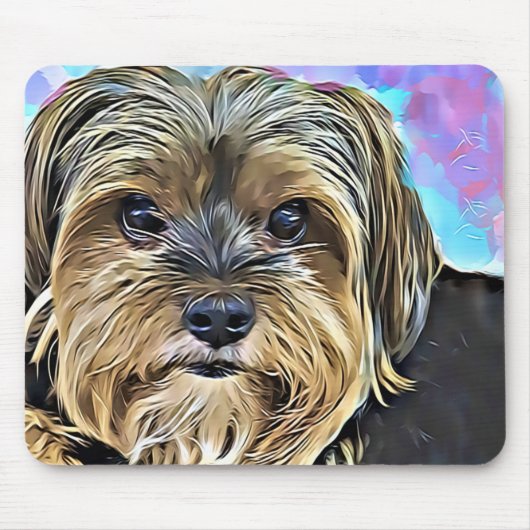 Cute Yorkshire Terrier Dog Digital Art Muismat (Voorkant)