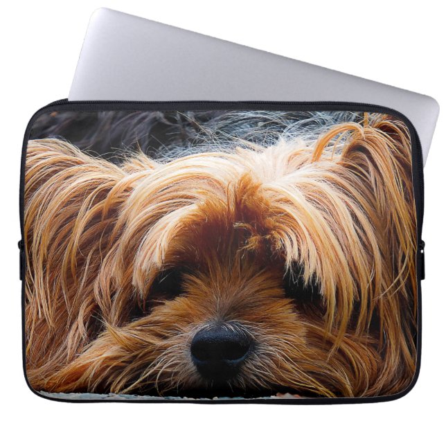 Cute Yorkshire Terrier Dog Laptop Sleeve (Voorkant)