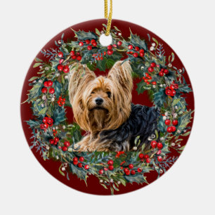 Cute Yorkshire Terrier hondenliefhebbers Holiday Keramisch Ornament