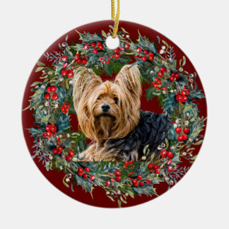 Cute Yorkshire Terrier hondenliefhebbers Holiday Keramisch Ornament