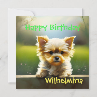 Cute Yorkshire Terrier Puppy Birthday Feestdagenkaart