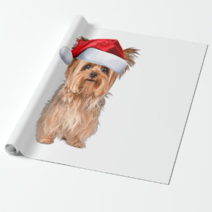 Cute Yorkshire Terrier Santa Hat Yorkie Puppy Gift Cadeaupapier