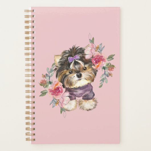 Cute Yorkshire Terrier Yorkie et l'art des fleurs  (Devant)