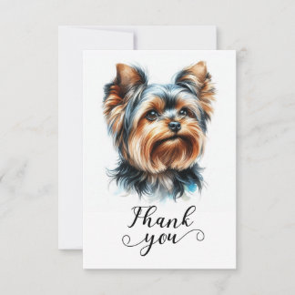 Cute Yorkshire Terrier Yorkie Illustration Art Bedankkaart