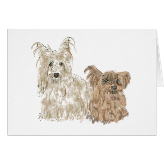 Cute Yorkshire Terriers Funny Yorkies Animal Art (Devant horizontal)
