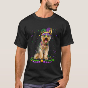 Cute Yorkshire Wearing Carnival Masker Mardi Gras  T-shirt