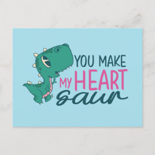 Cute You make My Heart Saur Funny Valentijnsdag Briefkaart