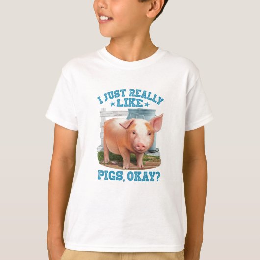 Cute Young Pig Boerderij Motive T-shirt (Voorkant)