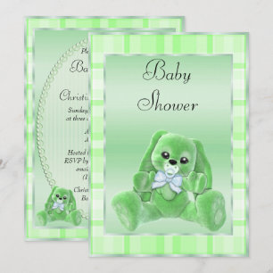 Cute Zachte Groene Flappe Ohren Konijn Baby Shower Kaart