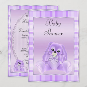 Cute Zachte Lila Flaporen Konijn Baby Shower Kaart