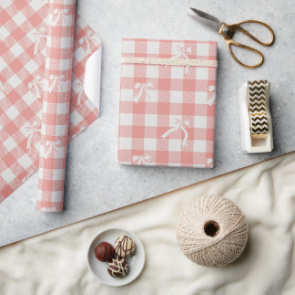 Cute Zachte Roze Schachbrett & Strikken Cadeaupapier
