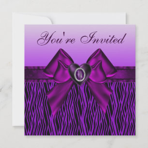 Cute Zebra and Jewel HeartsPurple Animal Print Par Kaart