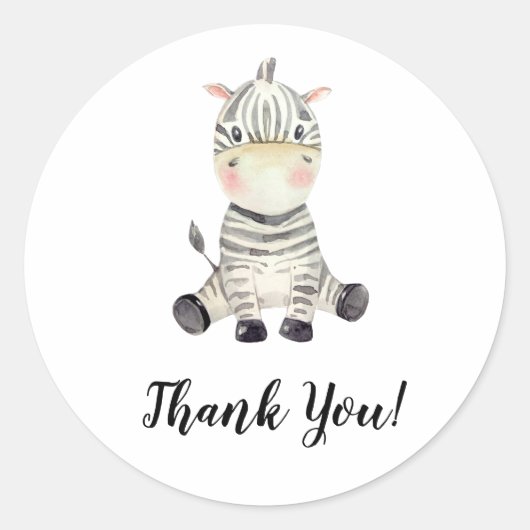 Cute Zebra Animal Bedankt Ronde Sticker (Voorkant)