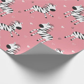 Cute Zebra Animal Girly Pink Pattern Cadeaupapier (Hoek)