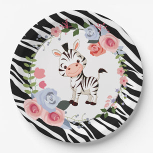 Cute Zebra Animal Print Baby shower Papieren Bordje