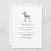 Cute Zebra Baby shower Invitation Kaart (Voorkant)