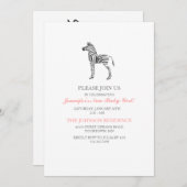 Cute Zebra Baby shower Invitation Kaart (Voorkant / Achterkant)