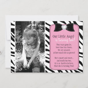 Cute Zebra Birthday Party Invitation Kaart