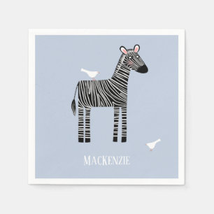 Cute Zebra Blue Party Napkins Servet