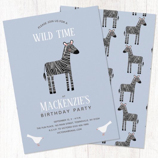 Cute Zebra Boy Anniversaire Fête Invitation