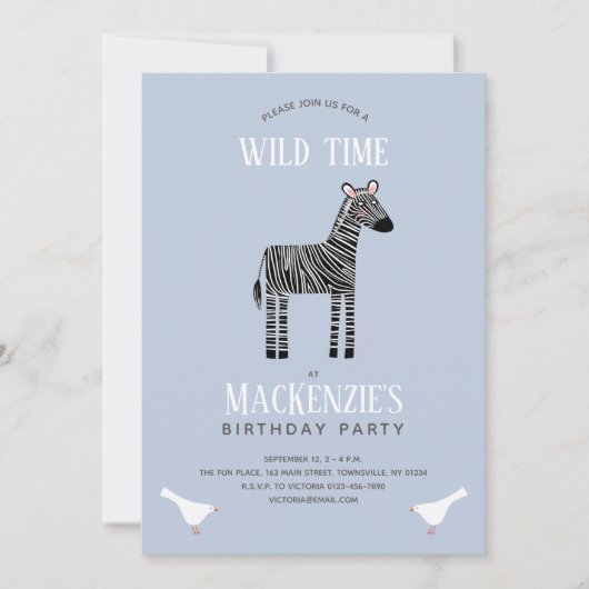 Cute Zebra Boy Anniversaire Fête Invitation (Devant)