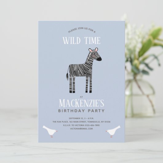 Cute Zebra Boy Anniversaire Fête Invitation (Debout devant)
