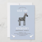 Cute Zebra Boy Birthday Party Invitation Kaart (Voorkant)