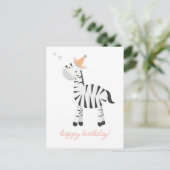 Cute Zebra Cartoon - Kinderverjaardag Briefkaart (Staand voorkant)