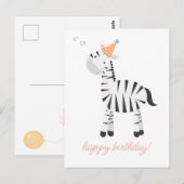 Cute Zebra Cartoon - Kinderverjaardag Briefkaart (Voorkant / Achterkant)
