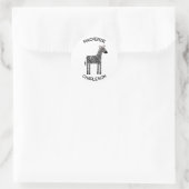 Cute Zebra Custom Name Classic Round Sticker (Tas)