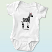 Cute Zebra Custom Name Personalized Romper
