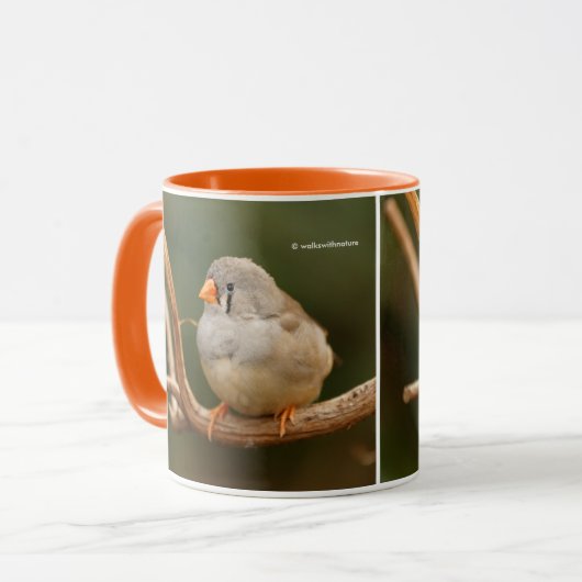 Cute Zebra Finch Songbird Sitting  Mok (Voorkant links)