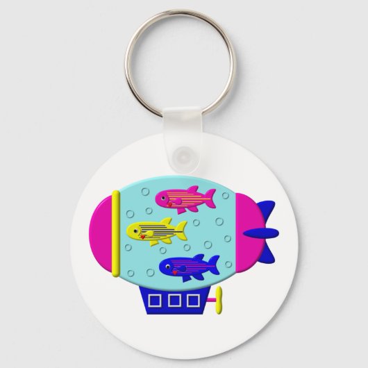 Cute Zebra Fish in een Zeppelin Sleutelhanger (Voorkant)