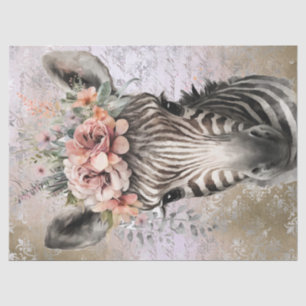 Cute Zebra Floral Waterverf Tissuepapier