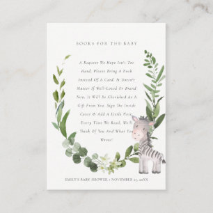 Cute Zebra Foliage Books for Baby shower Informatiekaartje