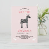 Cute Zebra Girl Anniversaire Fête Invitation (Debout devant)