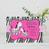 Cute Zebra Imprime des Baby showers Invitations (Debout devant)