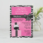 Cute Zebra Invitation Baby shower (Debout devant)