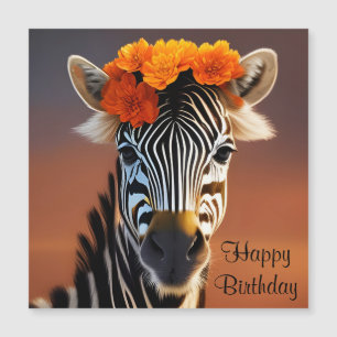 Cute Zebra met Oranje bloemen Kaart