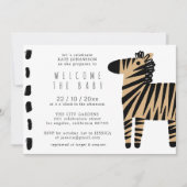 Cute Zebra Natural Baige Baby shower Invitation (Devant)