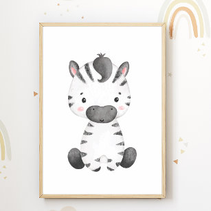 Cute Zebra Nursery Poster Enfants Décor Chambre