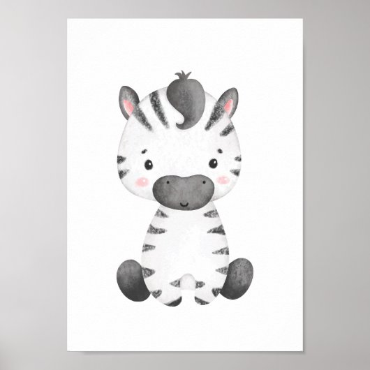 Cute Zebra Nursery Poster Kinder Room Decor (Voorkant)