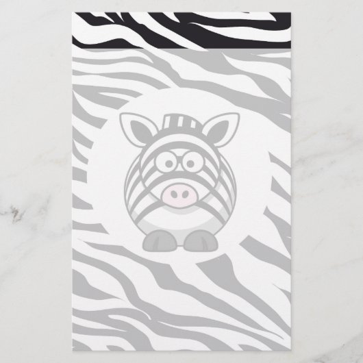 Cute Zebra on Zebra Print Zoo Animals Pattern Briefpapier (Voorkant)