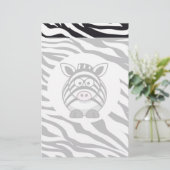 Cute Zebra on Zebra Print Zoo Animals Pattern Briefpapier (Staand voorkant)