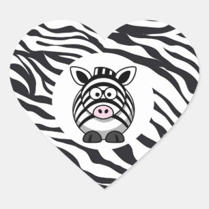 Cute Zebra on Zebra Print Zoo Animals Pattern Hart Sticker