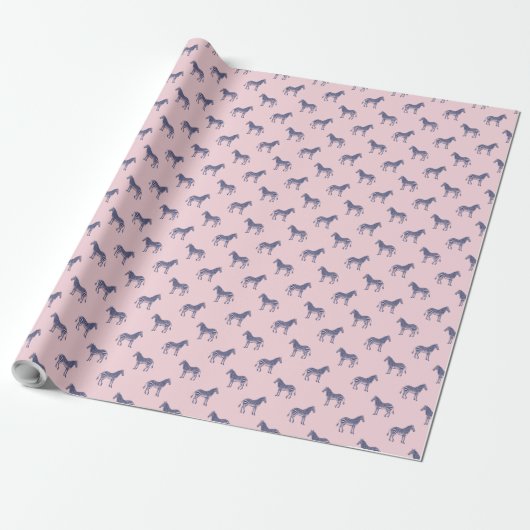 Cute Zebra Pattern in Modern Pink and Blue Cadeaupapier (Uitgerold)