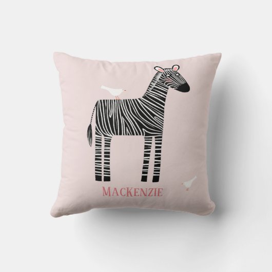 Cute Zebra Personalized Blush Pink Kussen (Achterkant)
