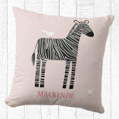 Cute Zebra Personalized Blush Pink Kussen