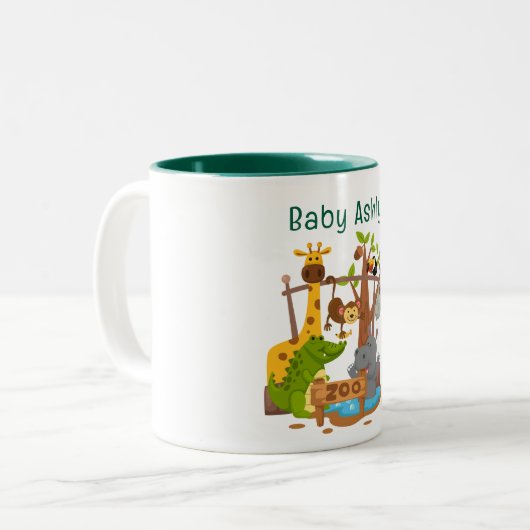 Cute Zebra Personalized kids name Coffee Mug (Devant gauche)