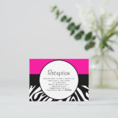 Cute Zebra Print Custom Hot Pink Receptie Info Informatiekaartje (Staand voorkant)
